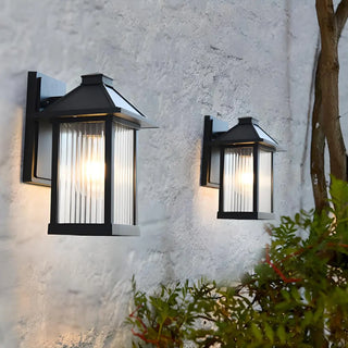 Waterproof Modern Black Box Glass Outdoor Wall Sconce Zawala Image - 3