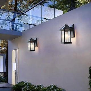 Waterproof Modern Black Box Glass Outdoor Wall Sconce Zawala Image - 7