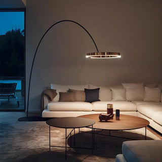Modern Black Ring and Arc LED Metal Floor Lamp Zawala Image - 10