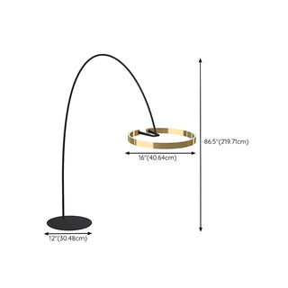 Modern Black Ring and Arc LED Metal Floor Lamp Zawala #size
