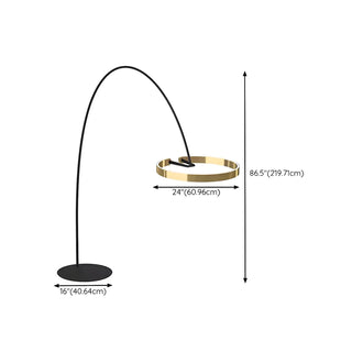 Modern Black Ring and Arc LED Metal Floor Lamp Zawala Image - 17