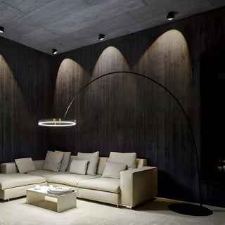 Modern Black Ring and Arc LED Metal Floor Lamp Zawala Image - 4