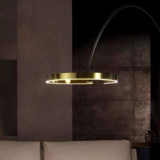 Modern Black Ring and Arc LED Metal Floor Lamp Zawala Image - 5