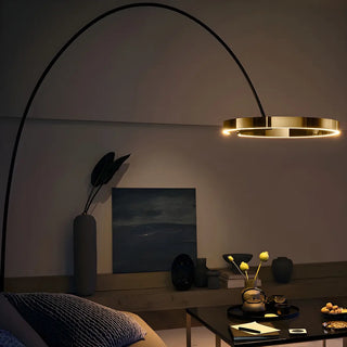 Modern Black Ring and Arc LED Metal Floor Lamp Zawala Image - 6