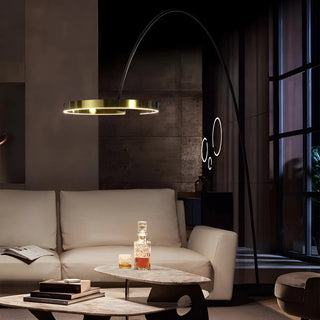 Modern Black Ring and Arc LED Metal Floor Lamp Zawala Image - 7