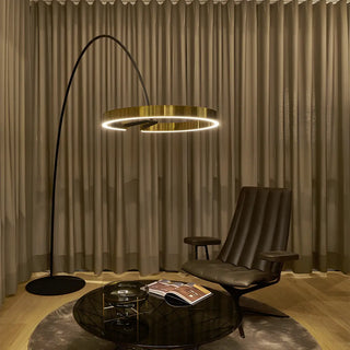 Modern Black Ring and Arc LED Metal Floor Lamp Zawala Image - 8