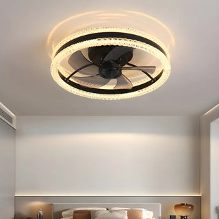 Modern Elegant Flush Ring Ceiling Fan with LED Light Zawala Image - 1