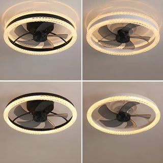 Modern Elegant Flush Ring Ceiling Fan with LED Light Zawala Image - 11