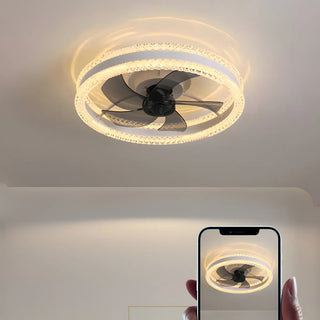 Modern Elegant Flush Ring Ceiling Fan with LED Light Zawala Image - 18
