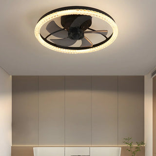 Modern Elegant Flush Ring Ceiling Fan with LED Light Zawala Image - 19