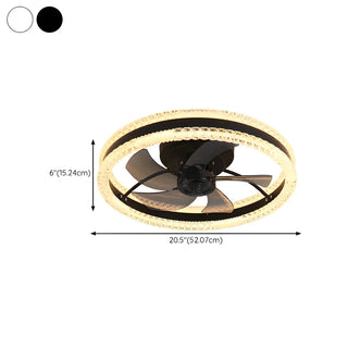 Modern Elegant Flush Ring Ceiling Fan with LED Light Zawala Image - 21