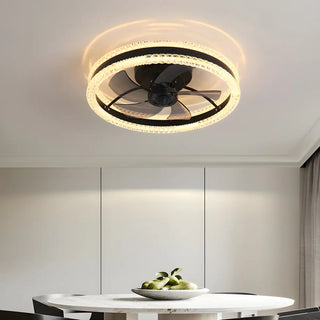 Modern Elegant Flush Ring Ceiling Fan with LED Light Zawala Image - 3