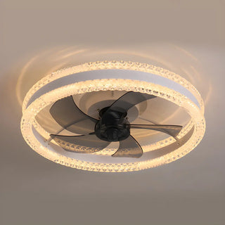 Modern Elegant Flush Ring Ceiling Fan with LED Light Zawala Image - 5