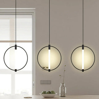 ZOWALA - Modern Bedroom Gold Ring White Acrylic Pendant Light Image - 1
