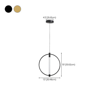 ZOWALA - Modern Bedroom Gold Ring White Acrylic Pendant Light #size