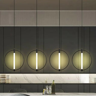 ZOWALA - Modern Bedroom Gold Ring White Acrylic Pendant Light Image - 3