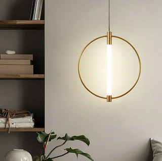ZOWALA - Modern Bedroom Gold Ring White Acrylic Pendant Light Image - 4