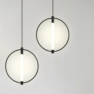 ZOWALA - Modern Bedroom Gold Ring White Acrylic Pendant Light Image - 5