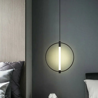 ZOWALA - Modern Bedroom Gold Ring White Acrylic Pendant Light Image - 6