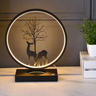 ZOWALA - Modern Metal LED Round Table Light Black Image - 2