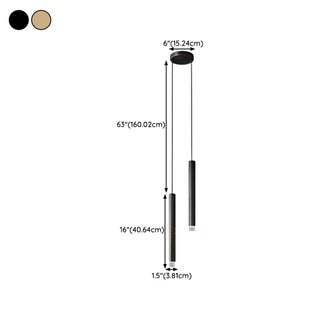 Modern Black Metal Slim Cylinder Bedroom Pendant Light Zawala Image - 15