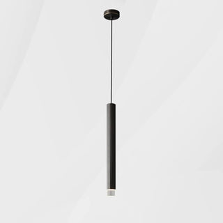 Modern Black Metal Slim Cylinder Bedroom Pendant Light Zawala Image - 5
