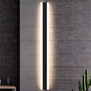 Slim Modern Black Vertical Outdoor LED Wall Light  Zawala Image - 1