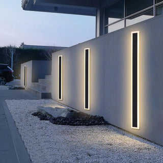 Slim Modern Black Vertical Outdoor LED Wall Light  Zawala Image - 2