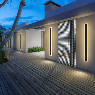 Slim Modern Black Vertical Outdoor LED Wall Light  Zawala Image - 3