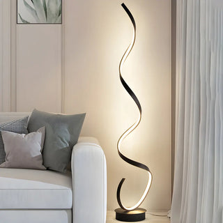 Modern Spiral LED Metal Floor Lamp for Living Room, Black Zawala Image - 1