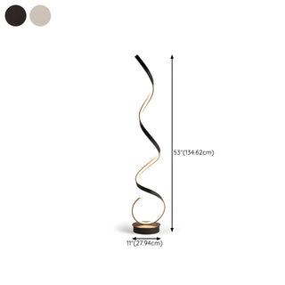 Modern Spiral LED Metal Floor Lamp for Living Room, Black Zawala #size