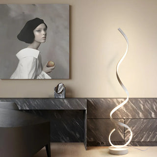 Modern Spiral LED Metal Floor Lamp for Living Room, Black Zawala Image - 3