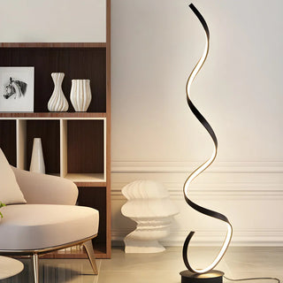 Modern Spiral LED Metal Floor Lamp for Living Room, Black Zawala Image - 4