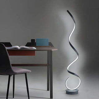 Modern Spiral LED Metal Floor Lamp for Living Room, Black Zawala Image - 9