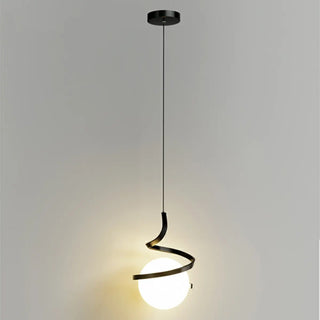 Modern Gold Spiral White Glass Globe Bedroom Pendant Light Zawala Image - 10