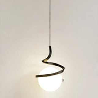 Modern Gold Spiral White Glass Globe Bedroom Pendant Light Zawala Image - 13