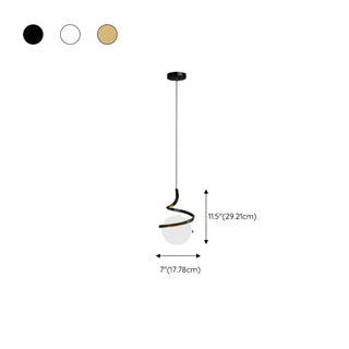 Modern Gold Spiral White Glass Globe Bedroom Pendant Light Zawala #size