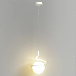 Modern Gold Spiral White Glass Globe Bedroom Pendant Light Zawala Image - 7