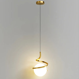 Modern Gold Spiral White Glass Globe Bedroom Pendant Light Zawala Image - 8