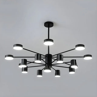 ZOWALA - Nordic Sputnik Cylinder Metal Living Room Black Chandelier Image - 10