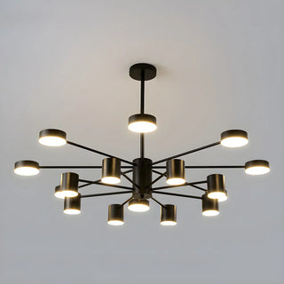 ZOWALA - Nordic Sputnik Cylinder Metal Living Room Black Chandelier Image - 11