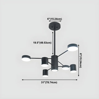 ZOWALA - Nordic Sputnik Cylinder Metal Living Room Black Chandelier #size