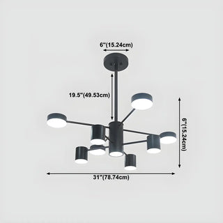 ZOWALA - Nordic Sputnik Cylinder Metal Living Room Black Chandelier Image - 17