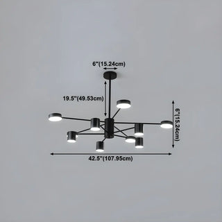 ZOWALA - Nordic Sputnik Cylinder Metal Living Room Black Chandelier Image - 18