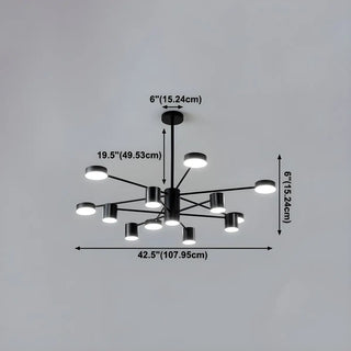 ZOWALA - Nordic Sputnik Cylinder Metal Living Room Black Chandelier Image - 19