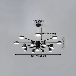 ZOWALA - Nordic Sputnik Cylinder Metal Living Room Black Chandelier Image - 20