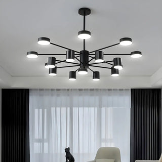 ZOWALA - Nordic Sputnik Cylinder Metal Living Room Black Chandelier Image - 3