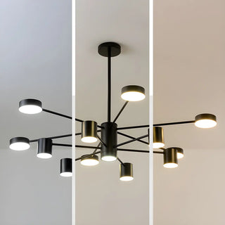 ZOWALA - Nordic Sputnik Cylinder Metal Living Room Black Chandelier Image - 5