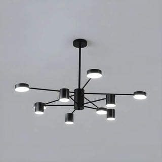 ZOWALA - Nordic Sputnik Cylinder Metal Living Room Black Chandelier Image - 6