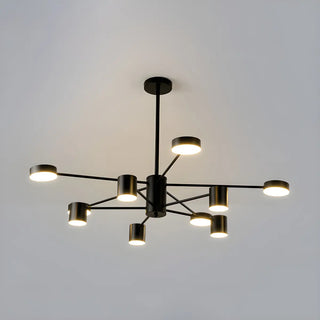 ZOWALA - Nordic Sputnik Cylinder Metal Living Room Black Chandelier Image - 7